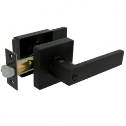 Klamka z zamkiem klucz+pokrętło czarna mod. 735 wejściowa