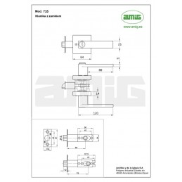 Klamka z zamkiem klucz+pokrętło czarna mod. 735 wejściowa