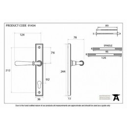 Klamka Newbury do zasuwnicy wkładka 92mm lity brąz