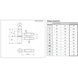 Zawias wkręcany 16x54mm chrom mat mod. 118 AGB