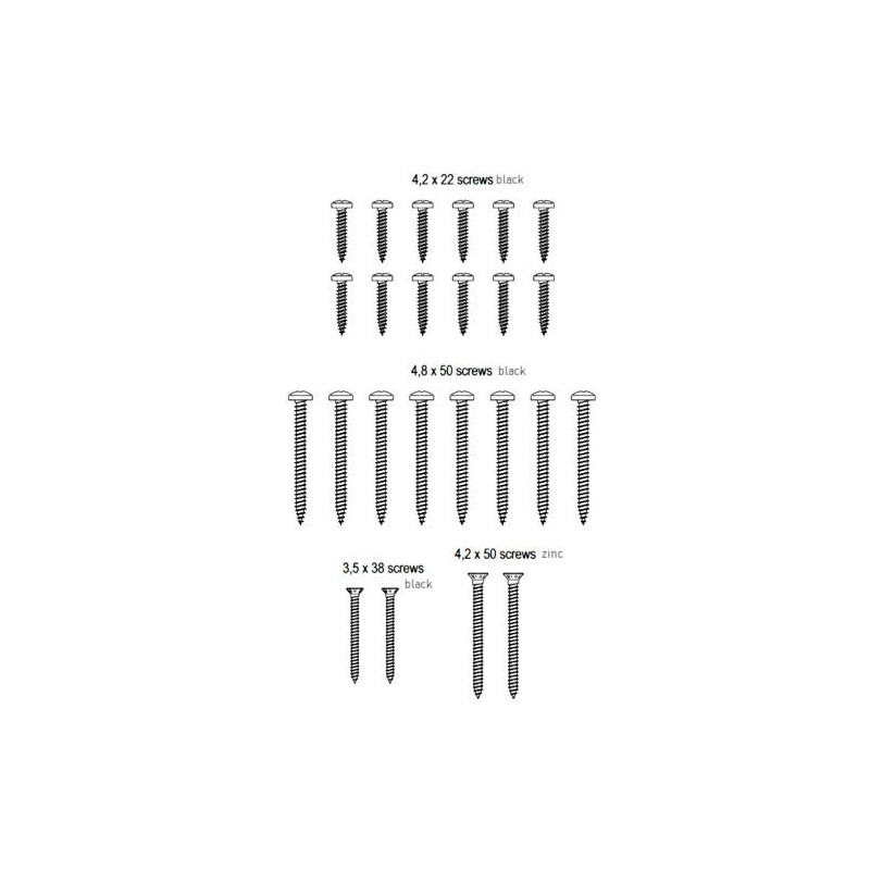 Wkręty ARIETE komplet do PCV i alu.