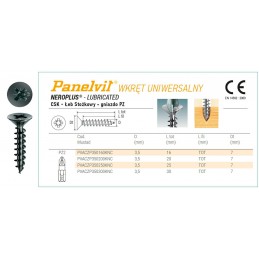 Wkręty czarne 3,5x20mm PZ2 łeb stożkowy Panelvit 100szt.