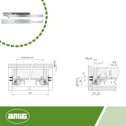 Prowadnice szuflad 300mm cichy domyk pełny wysuw mod. 41