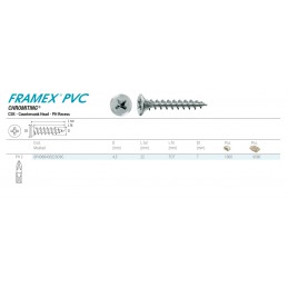 Wkręty do PVC 4,3x22 chrocynk PH łeb stożkowy FRAMEX 100szt.