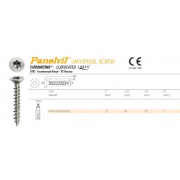 Wkręty chrocynk 3,5x45 łeb stożkowy TX Panelvit TSP 100szt.