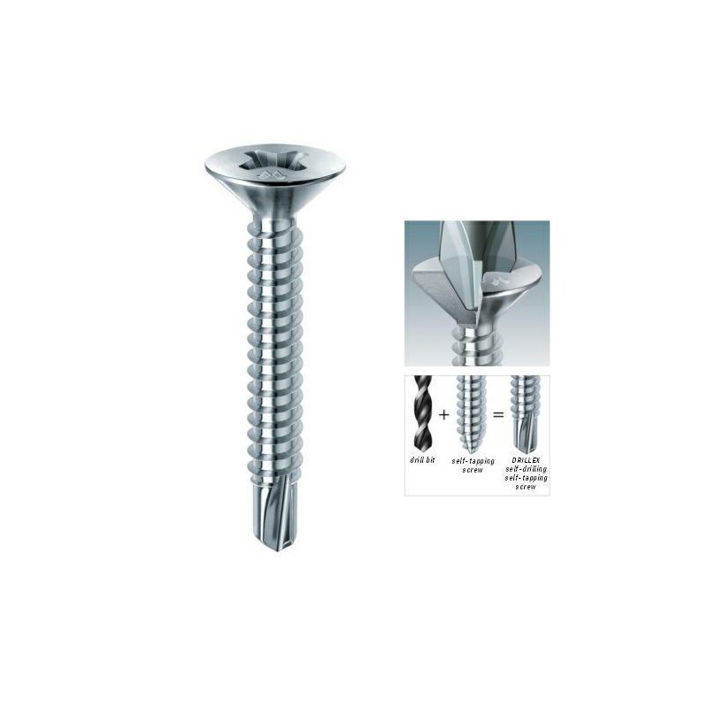 Wkręty do metalu 3,9x16 biały ocynk PH2 DRILLEX 100szt.