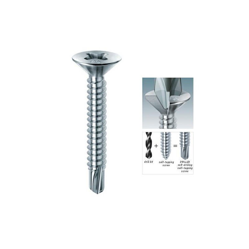 Wkręty do metalu 3,9x38 biały ocynk PH2 DRILLEX 100szt.