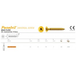 Wkręty mosiądzowane 3,5x16 PZ łeb stożkowy Panelvit 100szt.