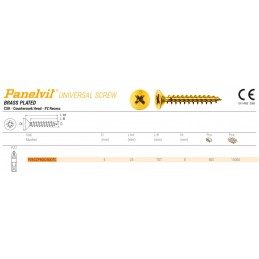 Wkręty mosiądzowane 4x25 PZ łeb stożkowy Panelvit 100szt.