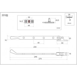 Ogranicznik okienny Blokada otwarcia 254mm główka czarna