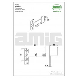 Zamknięcie okna 2 złoto antyczne AMIG