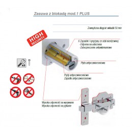 Zasuwa z blokadą 90x154mm chrom połys klucz/przycisk mod. 1 PLUS