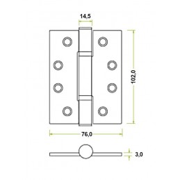 Zawias Inox 102x76x3mm - 2x