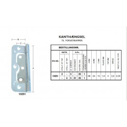 Zawias szczelinowy IPA 88mm stalowy trzpień żółty ocynk mod.13231