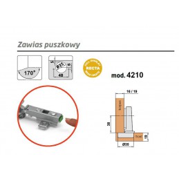 Zawias puszkowy 35mm niklowany front nakładany 170° CLIP mod.4210