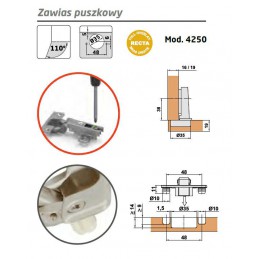 Zawias puszkowy 4250 f. nakładany niklow
