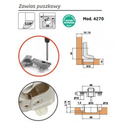 Zawias puszkowy 35mm niklowany front wpuszczany mod.4270