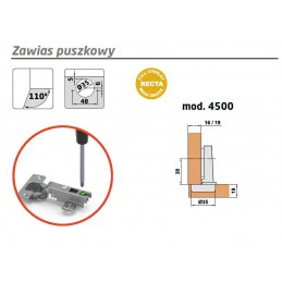 Zawias puszkowy 35mm złoto antyczne front nakładany mod.4500