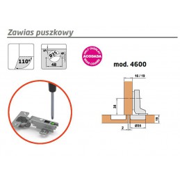 Zawias puszkowy 35mm złoto antyczne front bliźniaczy mod.4600