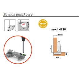 Zawias puszkowy 26mm niklowany front nakładany mod.4710