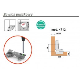 Zawias puszkowy 26mm niklowany front wpuszczany mod.4712