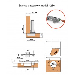 Zawias puszkowy 35mm niklowany front nakładany CLIP mod.4280