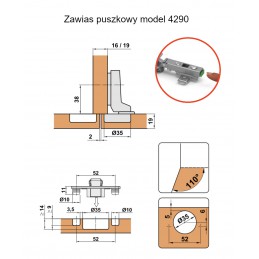 Zawias puszkowy 35mm niklowany fornt bliźniaczy CLIP mod.4290