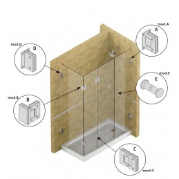 Zawias do szkła kątowy ściana-szkło 8-12mm 35kg  zamak nikiel satyna mod. A