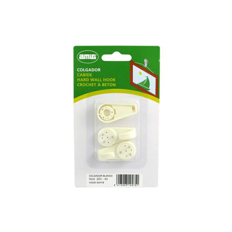 Wieszaczki haczyki wbijane 40x20mm kremowy 3szt. mod.200 DIS