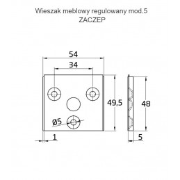 Zaczep do wieszaka meblowego do szafek mod. 5 cynkowany