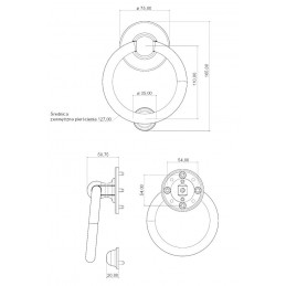 Kołatka drzwiowa Bull Ring 127mm czarny antyk okrągła