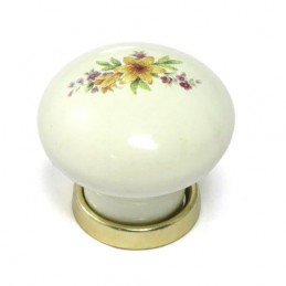 Gałka meblowa ceramiczna 25mm kremowa kwiatowy motyw Giglio Gialo IT-P59
