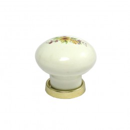 Gałka meblowa ceramiczna 25mm kremowa kwiatowy motyw Giglio Gialo IT-P59