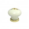 Gałka meblowa ceramiczna 25mm kremowa kwiatowy motyw Giglio Gialo IT-P59