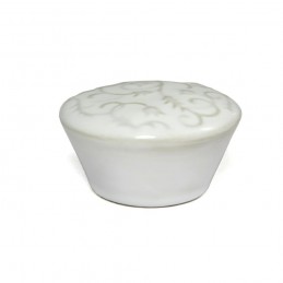 Gałka meblowa ceramiczna Botanic 50mm biało szara motyw kwiatowy IT-P36