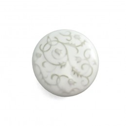 Gałka meblowa ceramiczna Botanic 50mm biało szara motyw kwiatowy IT-P36