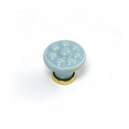 Gałka meblowa ceramiczna 30mm kropki niebiesko złota