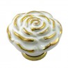 Gałka meblowa ceramiczna Róża 45mm biało złota IT-P41