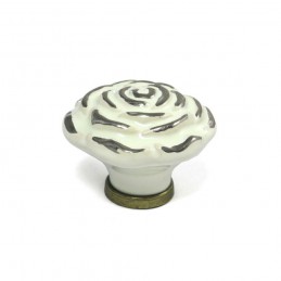 Gałka meblowa ceramiczna Róża 45mm kremowo srebna IT-P41