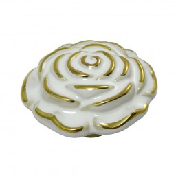 Gałka meblowa ceramiczna Róża 70mm biało złota IT-P40