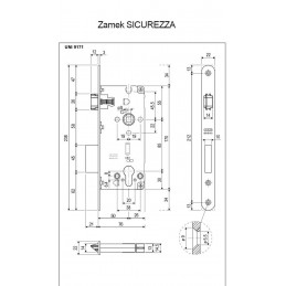 Zamek na wkładkę 85/50 F22 niklowany SICUREZZA 2.0