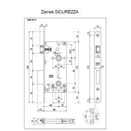 Zamek łazienkowy 85/60 F22 niklowany SICUREZZA 2.0