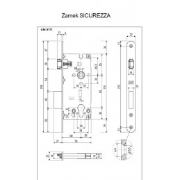 Zamek na wkładkę 85/60 F22 niklowany SICUREZZA 2.0