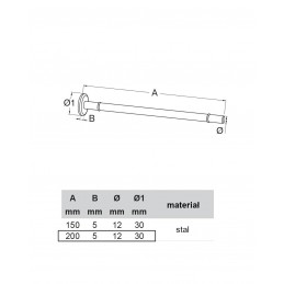 Wspornik półki szklanej stalowy chrom 200mm mod. ONE 2szt.