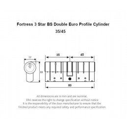 Wkładka drzwiowa 80mm 35/45 nikiel mat DC mod. BS 3S Fortress