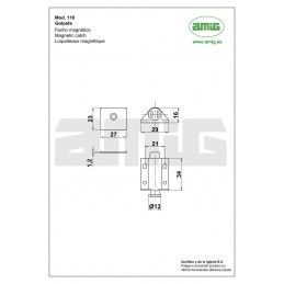 Zatrzask meblowy magnetyczny pojedynczy biały do szafek TIP-ON mod. 110 2szt.