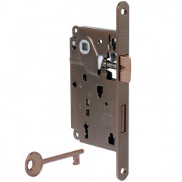 Zamek drzwiowy na klucz 90/50 brązowy F18 CENTRO z ryglem