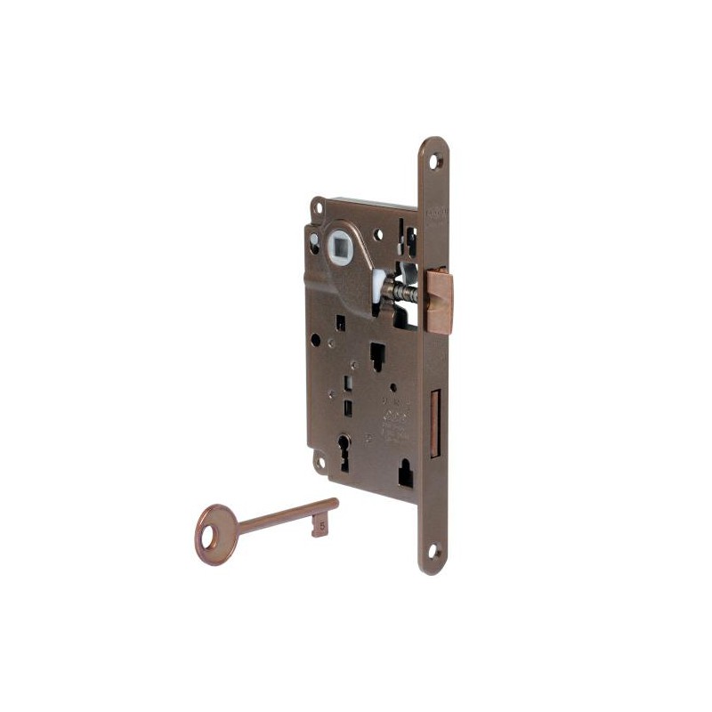 Zamek drzwiowy na klucz 90/50 brązowy F18 CENTRO z ryglem