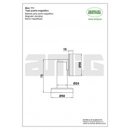 Odbój magnetyczny nikiel satyna 75mm odbojnik podłogowy / ścienny mod.711