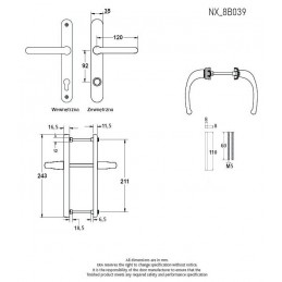 Klamka BERWICK MP wkładka 44 L/L drzwi 70mm czarna